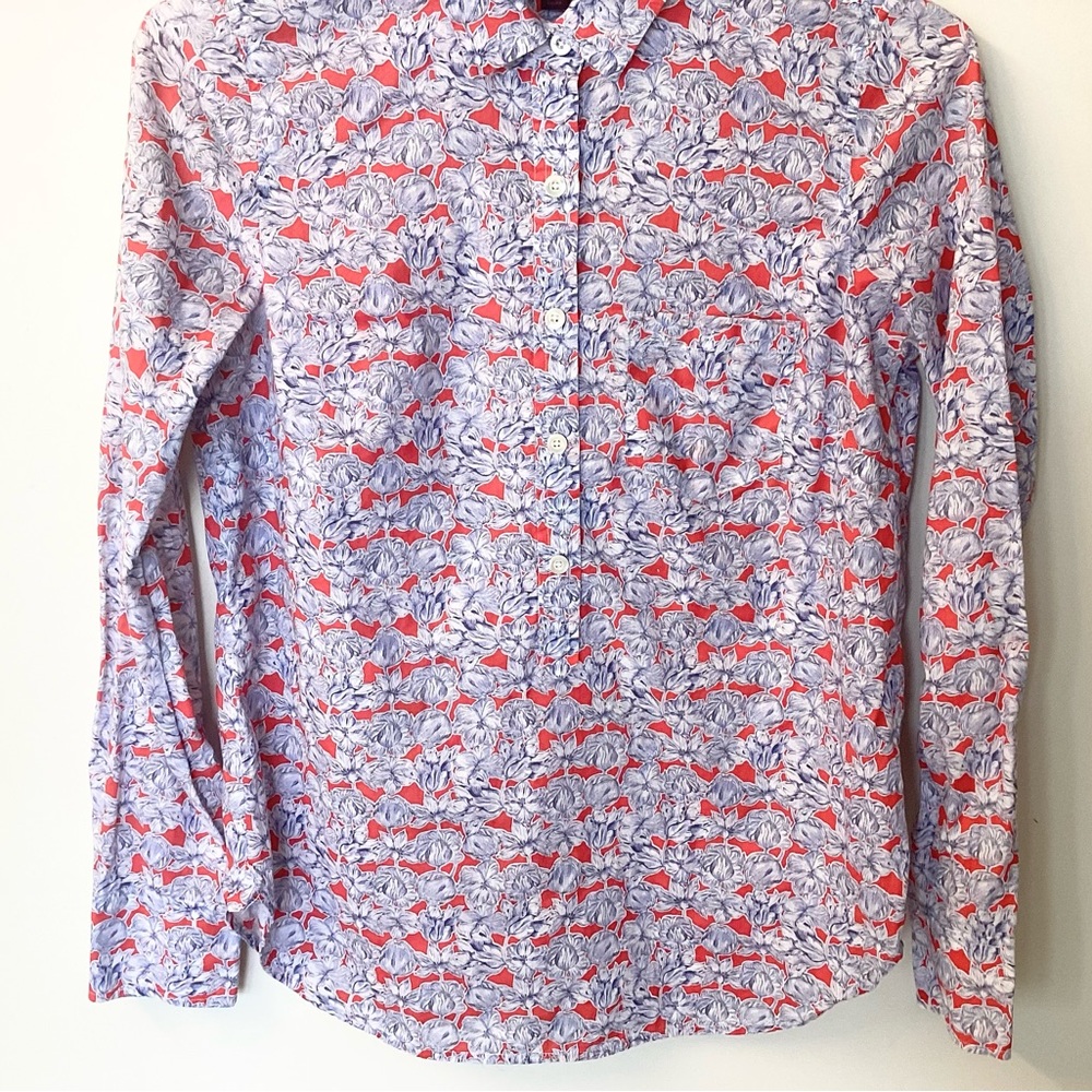 J.Crew Liberty Fabric Popover Blouse in Matilda Tulip Floral - Red/Blue - 2 - Picture 3 of 6